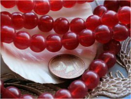 set/18 Beads: Glass - Round - 8 mm - Opalite Ruby Red