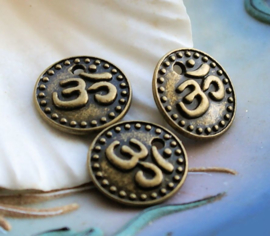 set/2 Spacer Charms: Ohm Aum Symbol - 15 mm - Antique Silver Tone or Bronze Tone Metal