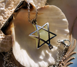 Pendant on Necklace: Hexagram/Star of David - Silver tone