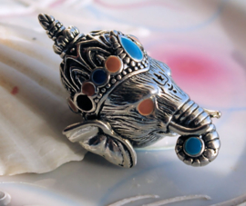 Pendant/Bead: Elephant-God GANESHA - 44 mm - Antique Silver tone