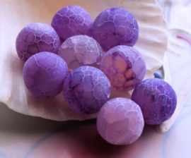 set/4 kralen: echt Dragon Scale Agaat - Rond - 12 mm - Frost - Violet Paars