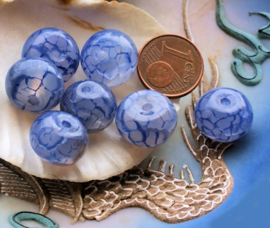 set/2 beads: Dragon Veins Agate - Oblate Round - 14 mm - Indigo