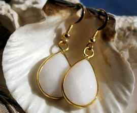 C&G Earrings: Faceted JADE Drops -  White or Lilac - Gold