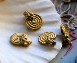 AFRICA: 1 Handmade Half Moon or Sun Spiral Pendant from Ethiopia - Brass