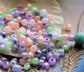 set/100 beads: Spacer Glass - appr 4x3 mm - Pastel colours Luster