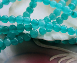 set/10 beads: Chalcedony - Round - 4,5 mm - Aqua/Petrol colour