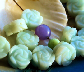 1 Beautiful ROSE shaped bead: Amazonite - Aqua - 14 mm