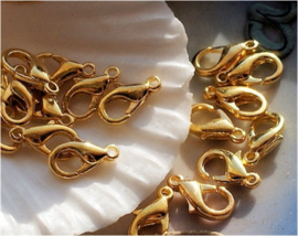 set/5 Lobster Claw Clasps - 12 mm - Gold Tone