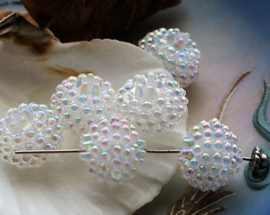 set/5 Berry Beads: 16x14 mm - Soap Bubble Iridescent Transparant