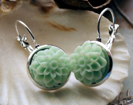 Pair of C&G Earrings: Dahlia - 27 mm long - Pale Green/Mint