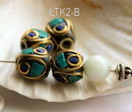 1 handmade Tibetan Kraal: Brass with real Lapis Lazuli and/or Turquoise & Coral  - var. options - LTK2
