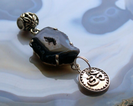 C&G Pendant: Agate Geode Druze  & Om - SP - 61-65 mm - Black