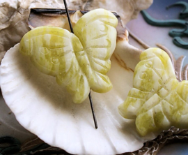 1 Pendant/Bead: Lemon Jade - Butterfly- 34x26 mm