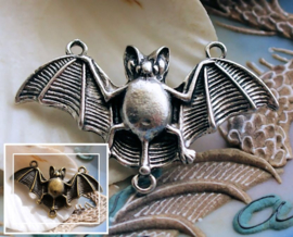 Large Pendant: Bat- Vampire - 47x31 mm - Antique Silver Tone or Antique Brass/Bronze tone