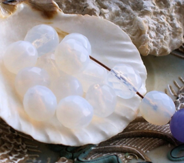 set/10 Beads: CZECH GLASS - Faceted - 10 mm - White Opal