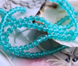 set/10 beads: Agate - Round - 4,5 mm - Aqua-Blue