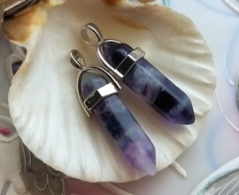 1 Pendle-Pendant: Hexagonal Amethyst - approx 39 mm long - L/M/D