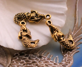 set/3 Charms: Mermaid - 23 mm - Antique Gold Tone
