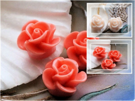 1 Cabochon: Rose - 14 mm - Light Pink or Coral Pink