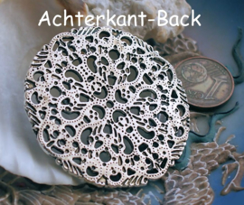 Prachtig Groot Ornament - 42 mm - Antiek Zilver Kleur Metaal