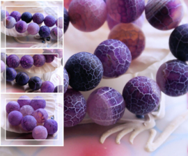 set/4 beads: Dragon Scale Agate - Round - 12 mm - Frost - Violet Purple