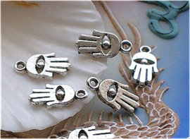 set/5 Charms: Hand with Eye of Buddha - 17 mm - Antique Silver Tone