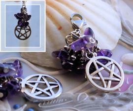 (Creool)Hanger: Amethist - Pentagram Pentakel - 43 mm