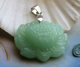 Beautiful Jadeite Jade Pendant: Lotus Flower - 36 mm