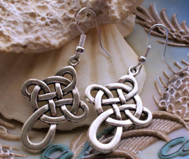 Pair of Earrings: Celtic Cross - Antique Silver Tone - 47 mm