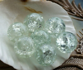 set/6 beads: Crackle Glass - Round - 12 mm - Transparant