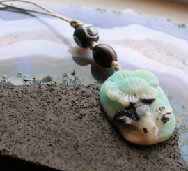 C&G Leather Cord Necklace: Amazonite Flower