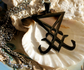 Gun-Metal Lucifer Sigil/Satan Seal Pendant (46 mm) with Necklace