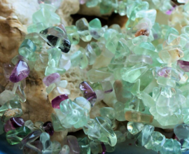 set/25 beads: Rainbow Fluorite - Chips - 5-9 mm