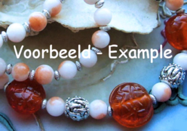 set/8 large Beads: Glass Relief - 13x8 mm - Orange