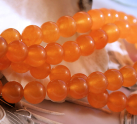 set/5 beads: Agate - Round - 8,3 mm - Bright Orange