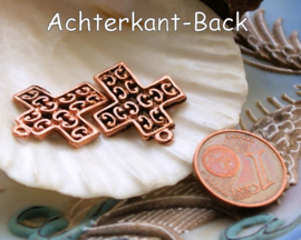 set/3 Charms: Crucifix Cross - 22 mm - Antique Copper Tone