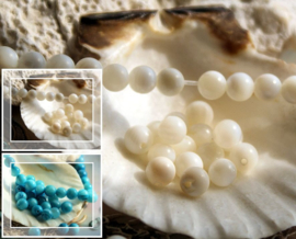 set/10 Beads Mother of Pearl Shell - Round - over 5 mm - Off White or Aqua Blue