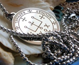 Amulet Pendant (39 mm) on Necklace - Stainless Steel - Archangels