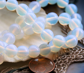 set/6 Beads: real White Fire OPALITE - Round - 8 mm - AAA