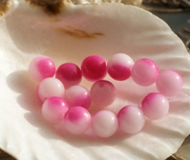 set/10 kralen: echte JADE - Rond - 6 mm - Wit Roze