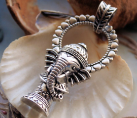 Pendant: Elephant-God GANESH Ganesha - 58 mm - Antique Silver Tone