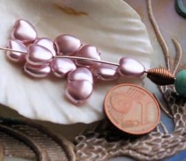 set/9 Kralen: Parel Hartje - 8 mm - Misty-Rose Roze