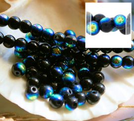 set/25 beads: Spacer Glass - 4 mm - Black Peacock