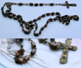 Antique Rosary in shades of Brown with Mary ornament