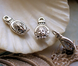 1 Double-Sided Charm: Hand of Buddha - 17 mm - Antique Silver Tone