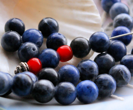 set/6 Kralen: echt Sodaliet - Rond - 8,5 mm - tinten Blauw