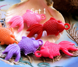 set/10 Pendants: Goldfish - Acrylic - 37 mm - MIXED Set 1 or 2 or 3