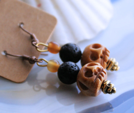 C&G Earrings: Bone Skulls - Lava & Horn