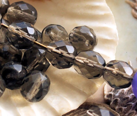 set/15 Beads: CZECH GLASS - Faceted - 8 mm - Black Diamond