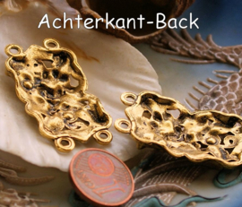 set/2x 2-Rij Verdeler: Bloem Lelie - 36x19 mm - Antiek Goud Kleur Metaal